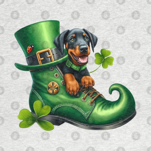 Doberman Pinscher Dog Shoes For Patricks Day by Chromatic Fusion Studio